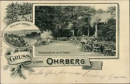 Ak Klein Berkel Hameln in Niedersachsen, Ohrberg, Restauration von A. Loges, Blick aufs Schloss