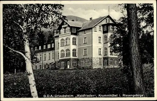 Ak Karpacz Krummhübel im Riesengebirge Schlesien, GDA Urlaubsheim Waldfrieden