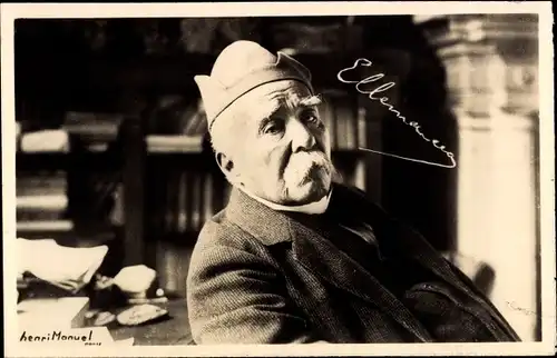 Ak Französischer Politiker Georges Clemenceau, Portrait, Fotograf Henri Manuel