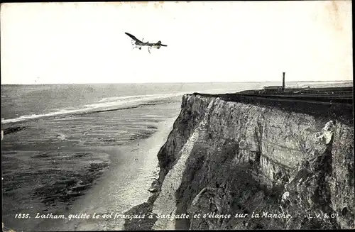 Ak Sangatte Pas de Calais, Pilot Latham, Monoplan Flugzeug