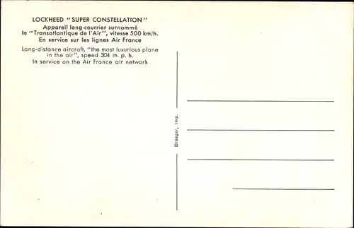 Ak Französisches Passagierflugzeug, Lockheed Super Constellation, Air France,  F-BGNA