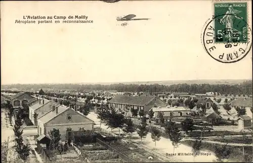Ak Mailly le Camp Aube, L'aviation au Camp de Mailly, Aeroplane partant en reconnaissance
