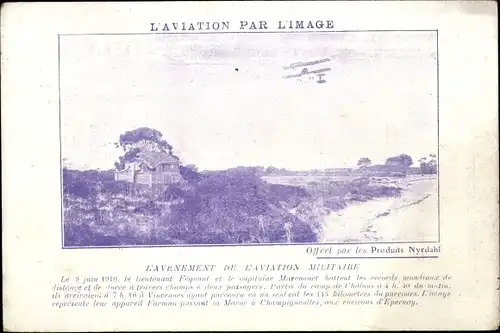 Ak L'Aviation par l'image, l'avenement de l'aviation militaire, französischer Militärdoppeldecker