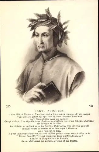 Ak Schriftsteller Dante Alighieri, Portrait