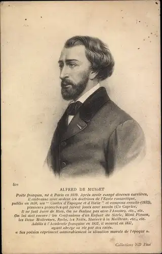 Ak Schriftsteller Alfred de Musset, Portrait