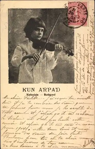 Ak Budapest Ungarn, Kun Arpad, Violoniste