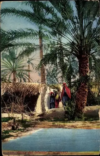 Ak Marokko, Aldea del Interior, Oase, Maghreb, Palmen
