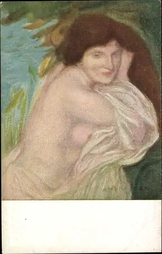 Künstler Ak Aman Jean, Sehnsucht, Frauenakt