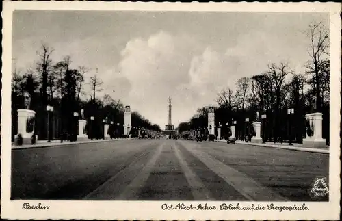 Ak Berlin Tiergarten, Ost-West-Achse mit Blick auf die Siegessäule