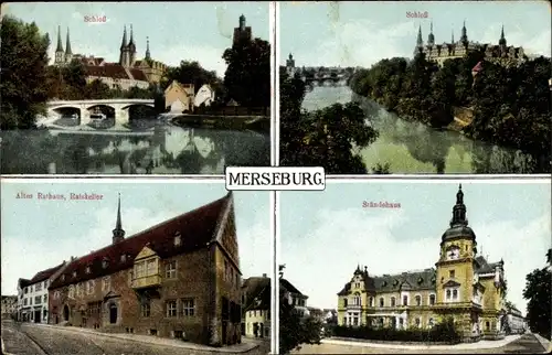 Ak Merseburg an der Saale, Schloss, Altes Rathaus, Ratskeller, Ständehaus