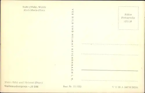 Ak Suhl in Thüringen, Karl Marx Platz, Denkmal, Parkplatz, Autos, Konsum