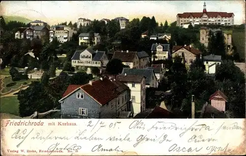Ak Friedrichroda im Thüringer Wald, Ortsansicht mit Kurhaus
