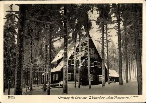 Ak Altenberg Erzgebirge, Waldschänke Altes Raupennest, Winter