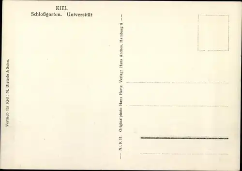 Ak Kiel Schleswig Holstein, Schlossgarten, Universität