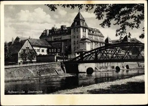 Ak Roßwein in Sachsen, Stadtmühle, Brücke