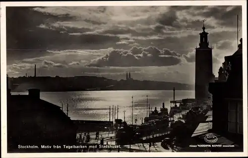 Ak Stockholm Schweden, Motiv fran Tegelbacken med Stadshuset
