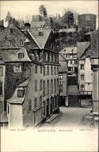 Ak Monschau Montjoie, Markttreppe, Hotel Kamp, Hotel Richter