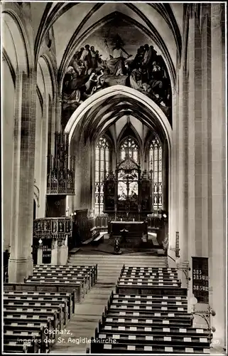 Ak Oschatz in Sachsen, Inneres der St. Aegidienkirche, Altar, Kanzel