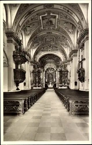 Ak Kempten im Allgäu Schwaben, St. Lorenzkirche, Innenansicht, Kanzel