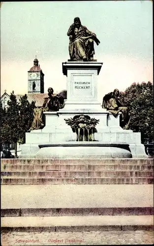 Ak Schweinfurt in Unterfranken Bayern, Rückert Denkmal