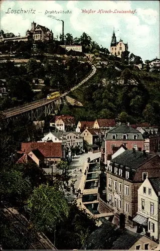 Ak Dresden Loschwitz, Drahtseilbahn, Weißer Hirsch, Louisenhof