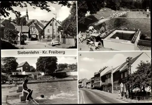 Ak Siebenlehn Großschirma im Kreis Mittelsachsen, Romanus Bad, Nossener- und Reinsberger Straße