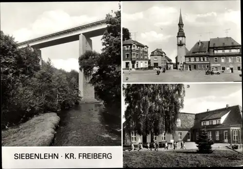 Ak Siebenlehn Großschirma im Kreis Mittelsachsen, Autobahnbrücke, Platz der Thälmannpioniere