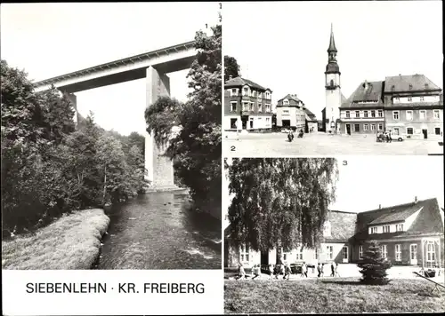 Ak Siebenlehn Großschirma im Kreis Mittelsachsen, Autobahnbrücke, Platz der Thälmannpioniere