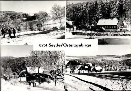 Ak Seyde Hermsdorf im Erzgebirge, Ortsansicht, Winter