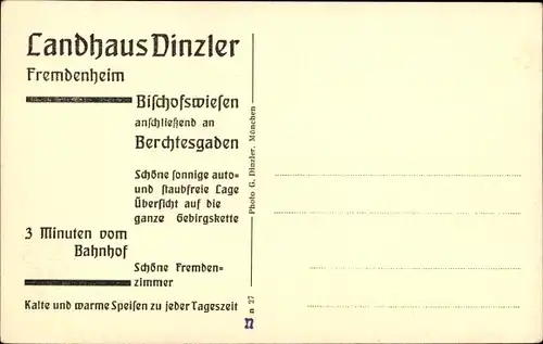 Ak Bischofswiesen Oberbayern, Landhaus Dinzler