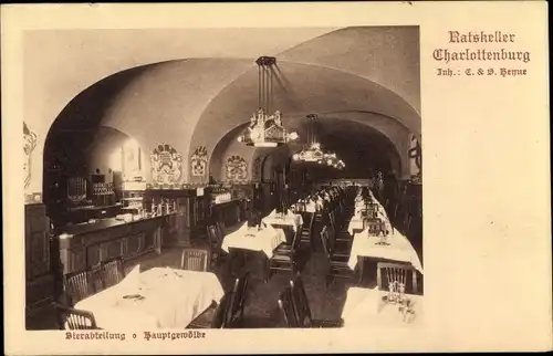 Ak Berlin Charlottenburg, Ratskeller Charlottenburg, Bierabteilung, Hauptgewölbe