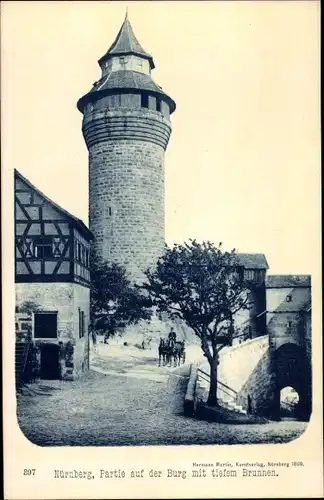 Ak Nürnberg in Mittelfranken, Partie auf der Burg mit tiefem Brunnen