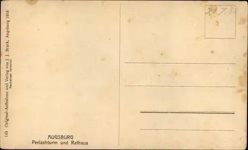 Ak Augsburg in Schwaben, Perlachturm und Rathaus, Passanten