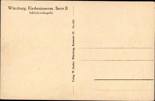 Ak Würzburg am Main Unterfranken, Schönbornkapelle, Kircheninneres