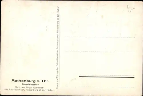 Künstler Ak Rothenburg ob der Tauber Mittelfranken, Feuerleinserker