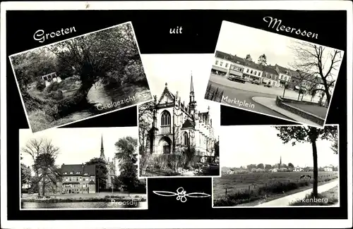 Ak Meerssen Limburg Niederlande, Marktplein, Proosdij, Basiliek, Gealgezicht