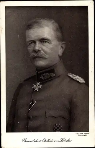 Ak General der Artillerie Friedrich von Scholtz, Portrait, Pour le Merite Orden