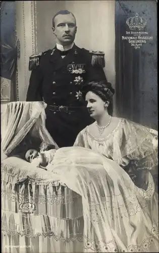 Ak Königin Wilhelmina, Prinz Hendrik, Heinrich zu Mecklenburg, Prinzessin Juliana im Kinderbett