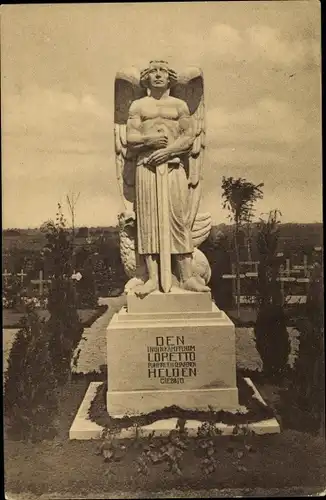 Ak Korpsfriedhof Lens, XIV. A. K., Loretto Denkmal, Bildhauer Oberltnt. von Hugo