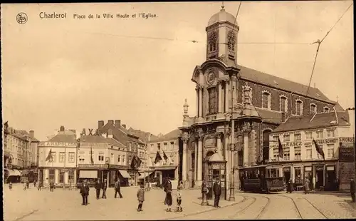 Ak Charleroi Wallonien Hennegau, Place de la Ville Haute et l'Eglise