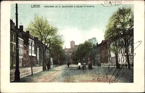 Ak Liège Lüttich Wallonien, Boulevard de la Sauveniere et Eglise St Martin