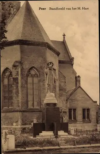 Ak Peer Flandern Limburg, Standbeeld van het H. Hart