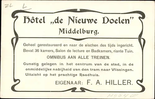 Ak Middelburg Zeeland Niederlande, Hotel de Nieuwe Doelen