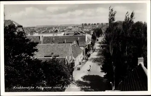 Ak Krabbendijke Zeeland, Panorama vanaf het Gemeentehuis