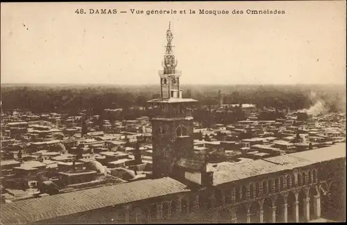Ak Damas Damaskus Syrien, Vue generale et la Mosquee des Omnelades