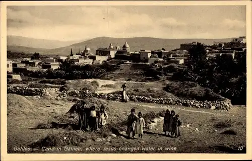 Ak Galilee Israel, Cana where Jesus changed water to wine, Straßenpartie im Ort