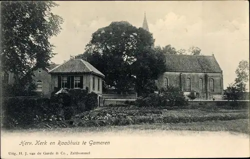 Ak Gameren Gelderland, Herv. Kerk en Raadhuis