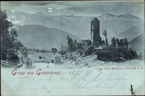 Mondschein Ak Gossensaß Brenner Brennero Südtirol, Ruine Strassberg