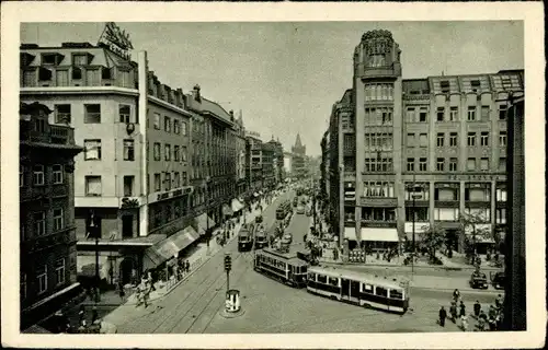 Ak Prag Praha, Graben, Prikopy, Straßenbahn, Geschäfte