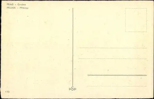 Ak Prag Praha, Graben, Prikopy, Straßenbahn, Geschäfte